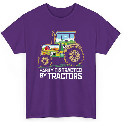 Easily Distracted by Tractors farming T-Shirt Purple product mockup