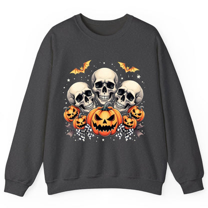Skulls and Pumpkins Halloween Halloween Sweatshirt Dark Heather product mockup
