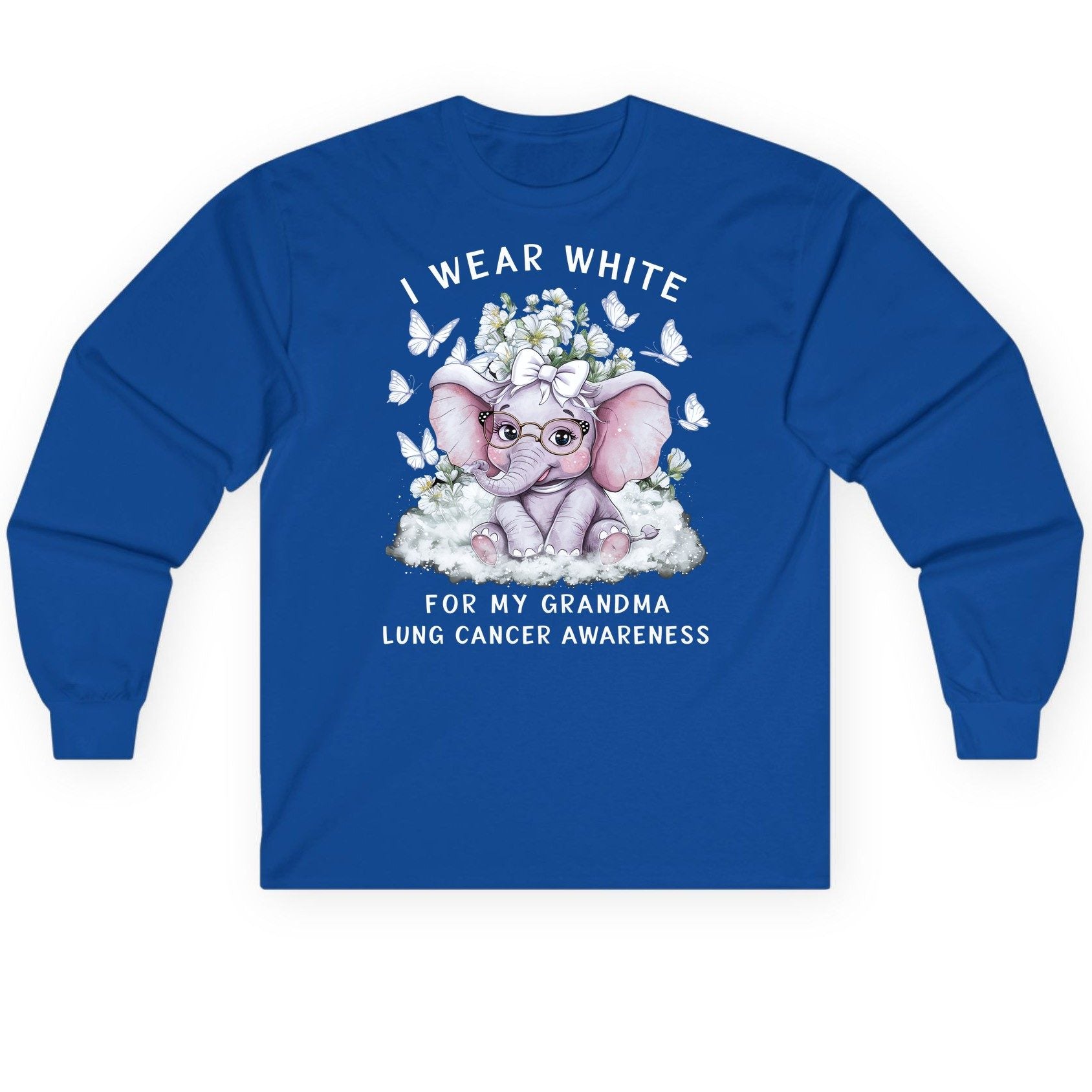 I Wear White for My Grandma Lung Cancer Awareness lung cancer awareness Long Sleeve Tee Royal product mockup