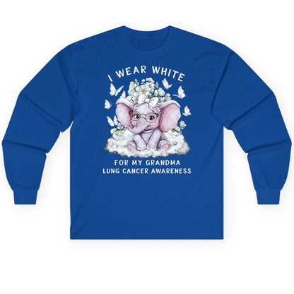 I Wear White for My Grandma Lung Cancer Awareness lung cancer awareness Long Sleeve Tee Royal product mockup