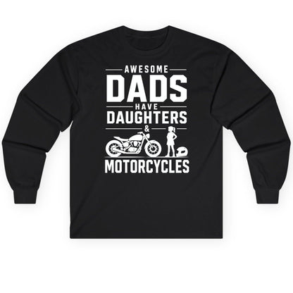 Awesome Dads Have Daughters & Motorcycles motorcycle dad Long Sleeve Tee Black product mockup