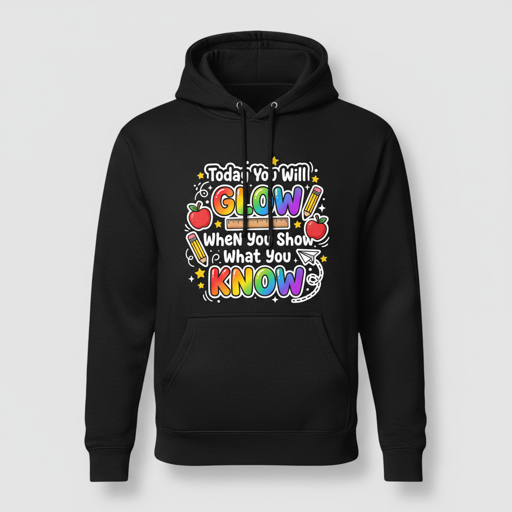 Today You Will Glow Motivational School Quote Hoodie - Black