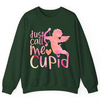 Just Call Me Cupid cupid Sweatshirt Forest Green product mockup