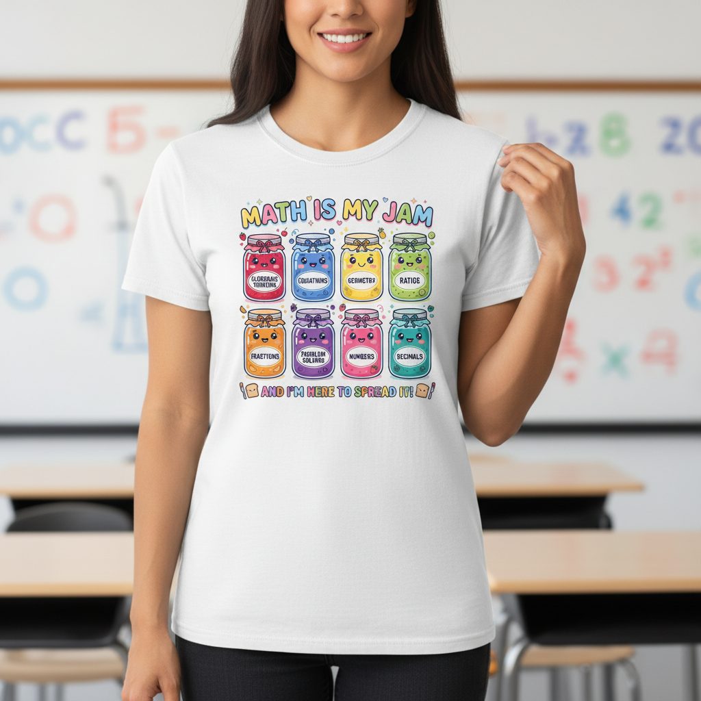 Math Is My Jam and I'm Here to Spread It! math teacher Youth T-Shirt White lifestyle mockup