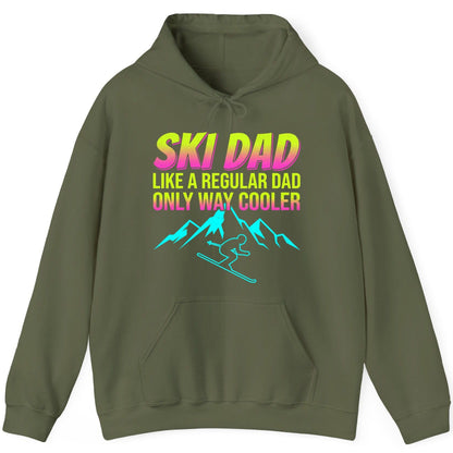 Ski Dad Like a Regular Dad Only Way Cooler skiing Hoodie Military Green product mockup