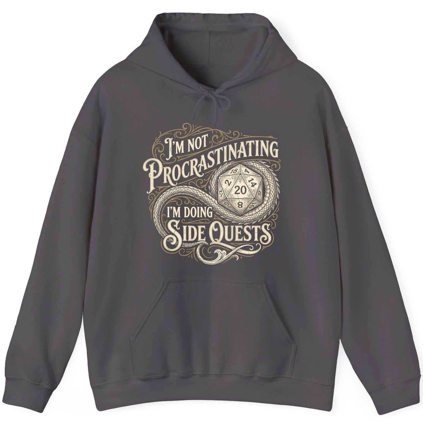 I'm Not Procrastinating I'm Doing Side Quests rpg gaming Hoodie Charcoal product mockup