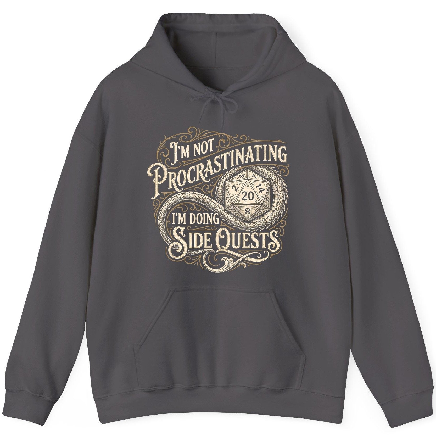I'm Not Procrastinating I'm Doing Side Quests rpg gaming Hoodie Charcoal product mockup