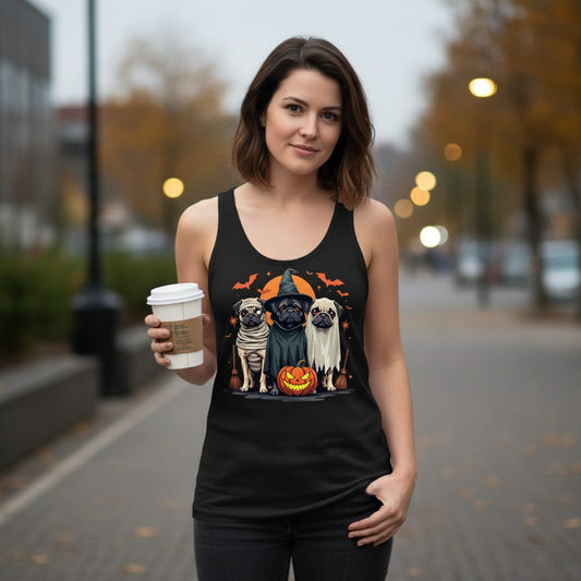 Halloween Pugs Costumes pugs Tank Top Black lifestyle mockup