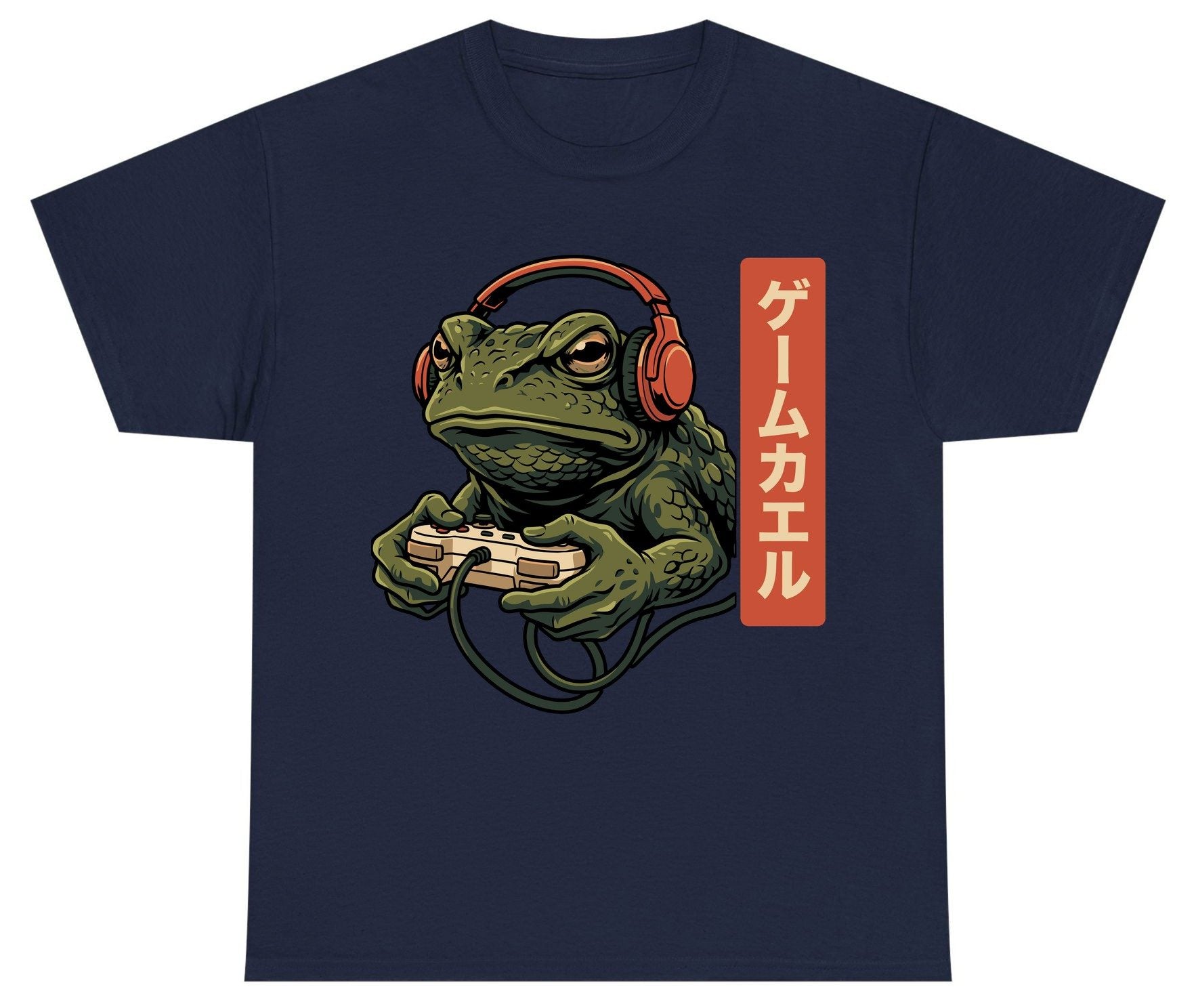 ゲームカエル gaming toad Youth T-Shirt Navy product mockup