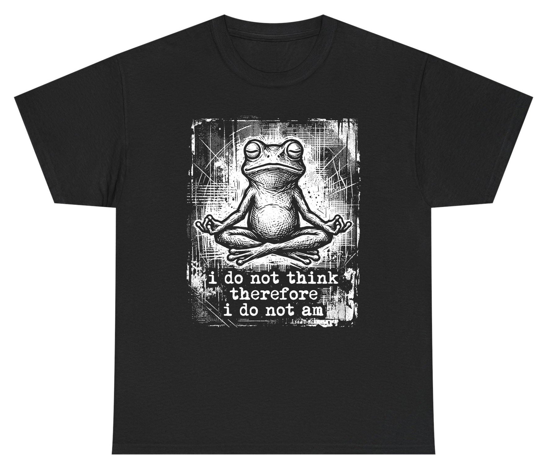 I Do Not Think Therefore I Do Not Am meditating frog Youth T-Shirt Black product mockup