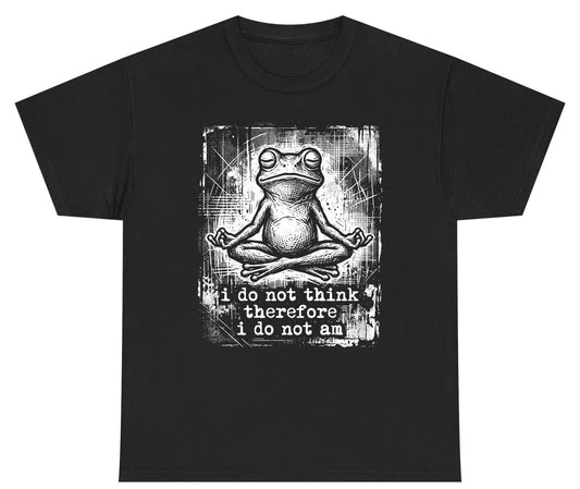 I Do Not Think Therefore I Do Not Am meditating frog Youth T-Shirt Black product mockup