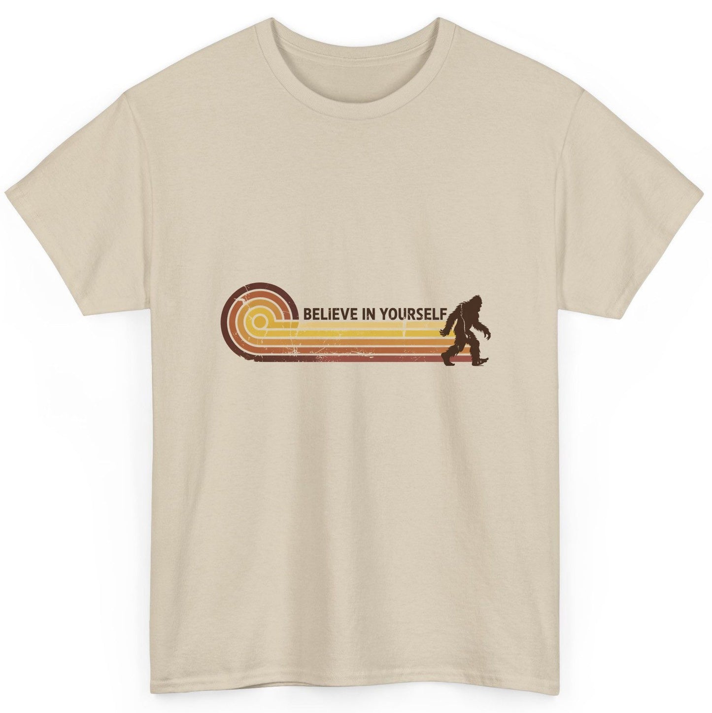 Believe in Yourself bigfoot T-Shirt Sand product mockup