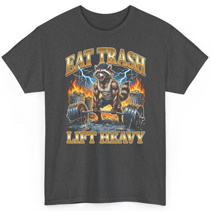 Eat Trash Lift Heavy raccoon T-Shirt Dark Heather product mockup