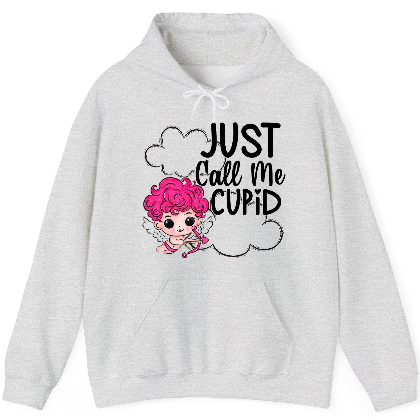 Just Call Me Cupid cupid Hoodie Ash product mockup