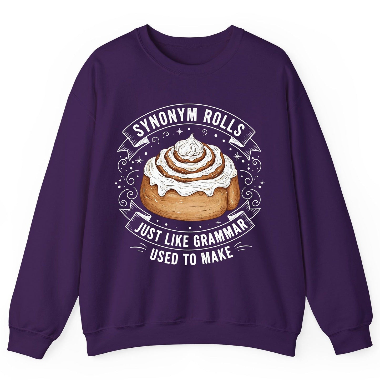 Synonym Rolls Just Like Grammar Used to Make grammar pun Sweatshirt Purple product mockup