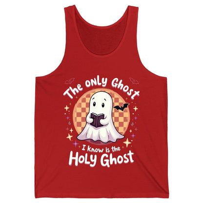 The Only Ghost I Know Is the Holy Ghost christian Halloween Tank Top Red product mockup