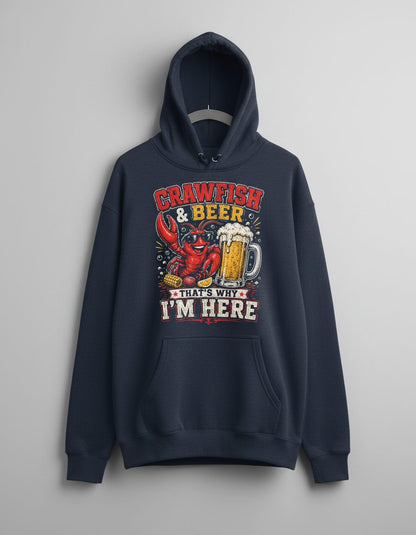 Crawfish & Beer That's Why I'm Here Funny Boil Hoodie - product mockup - Navy