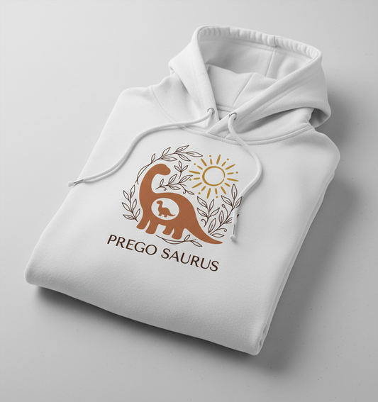 Prego Saurus Pregnant Dinosaur Hoodie - White