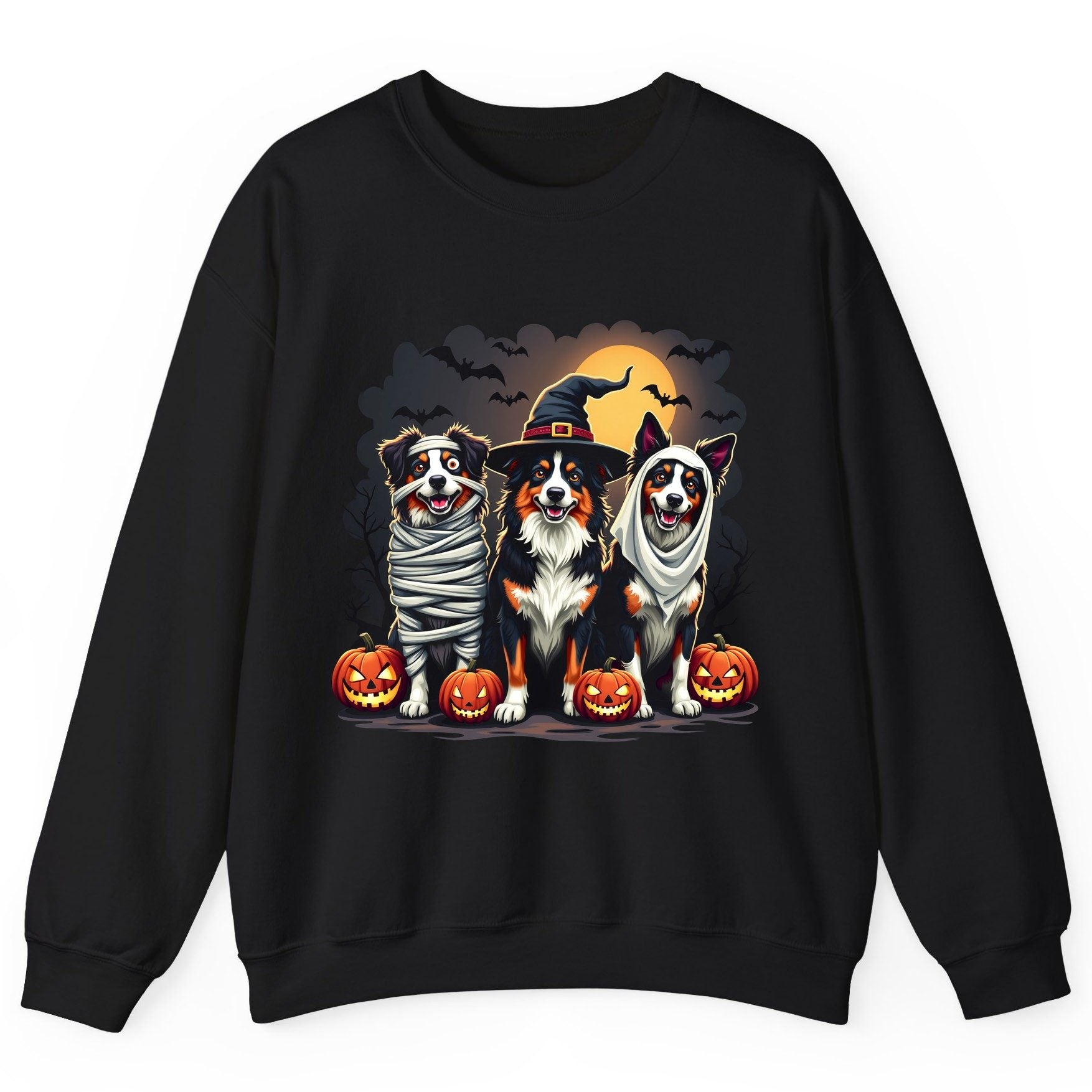 Australian Shepherd Halloween Dogs australian shepherd dogs Sweatshirt Black product mockup