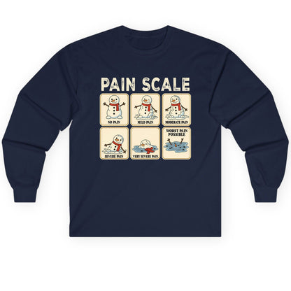 Pain Scale No Pain Mild Pain Moderate Pain Severe Pain Very Severe Pain Worst Pain Possible snowman Long Sleeve Tee Navy