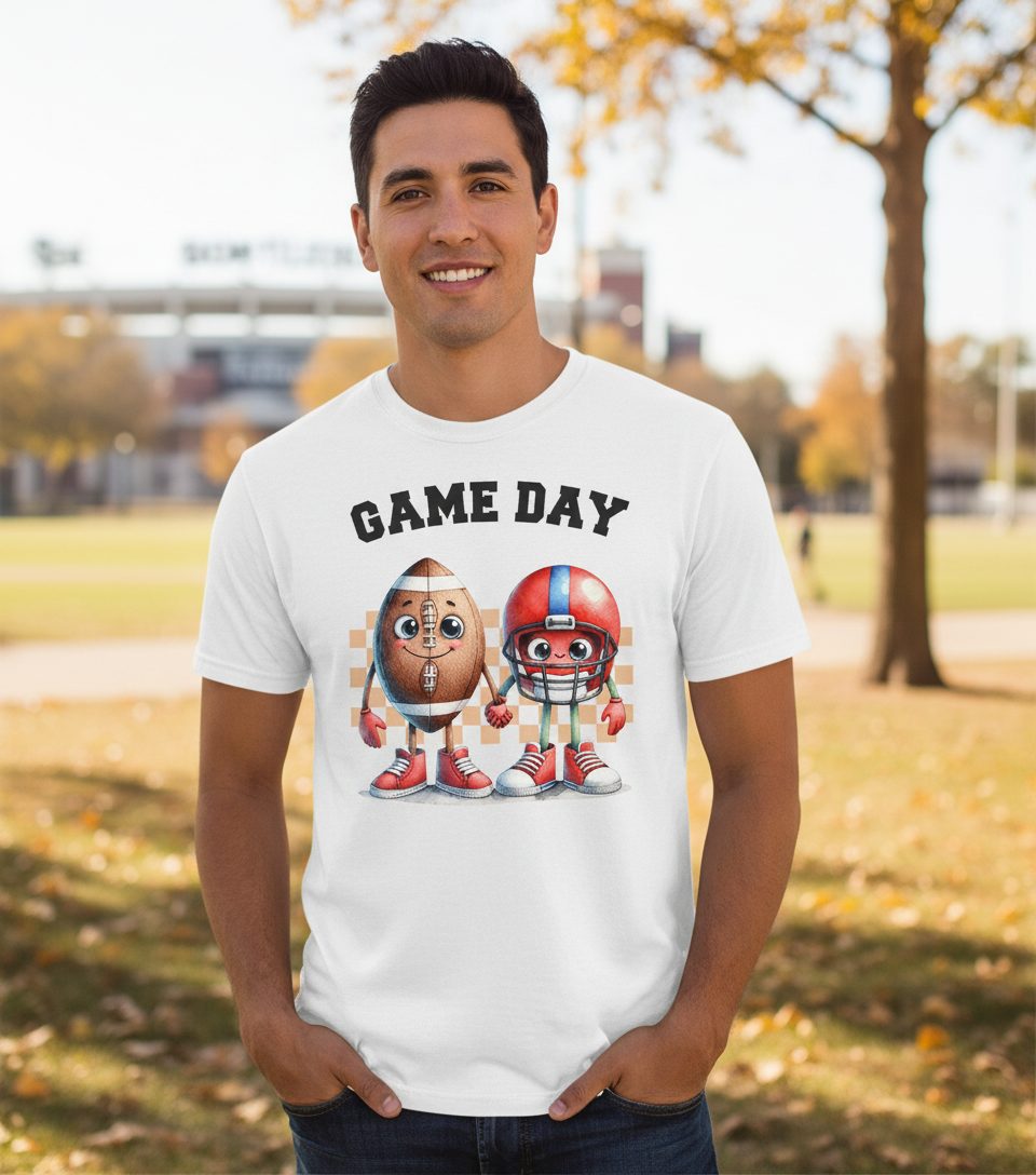 Game Day american football T-Shirt White lifestyle mockup