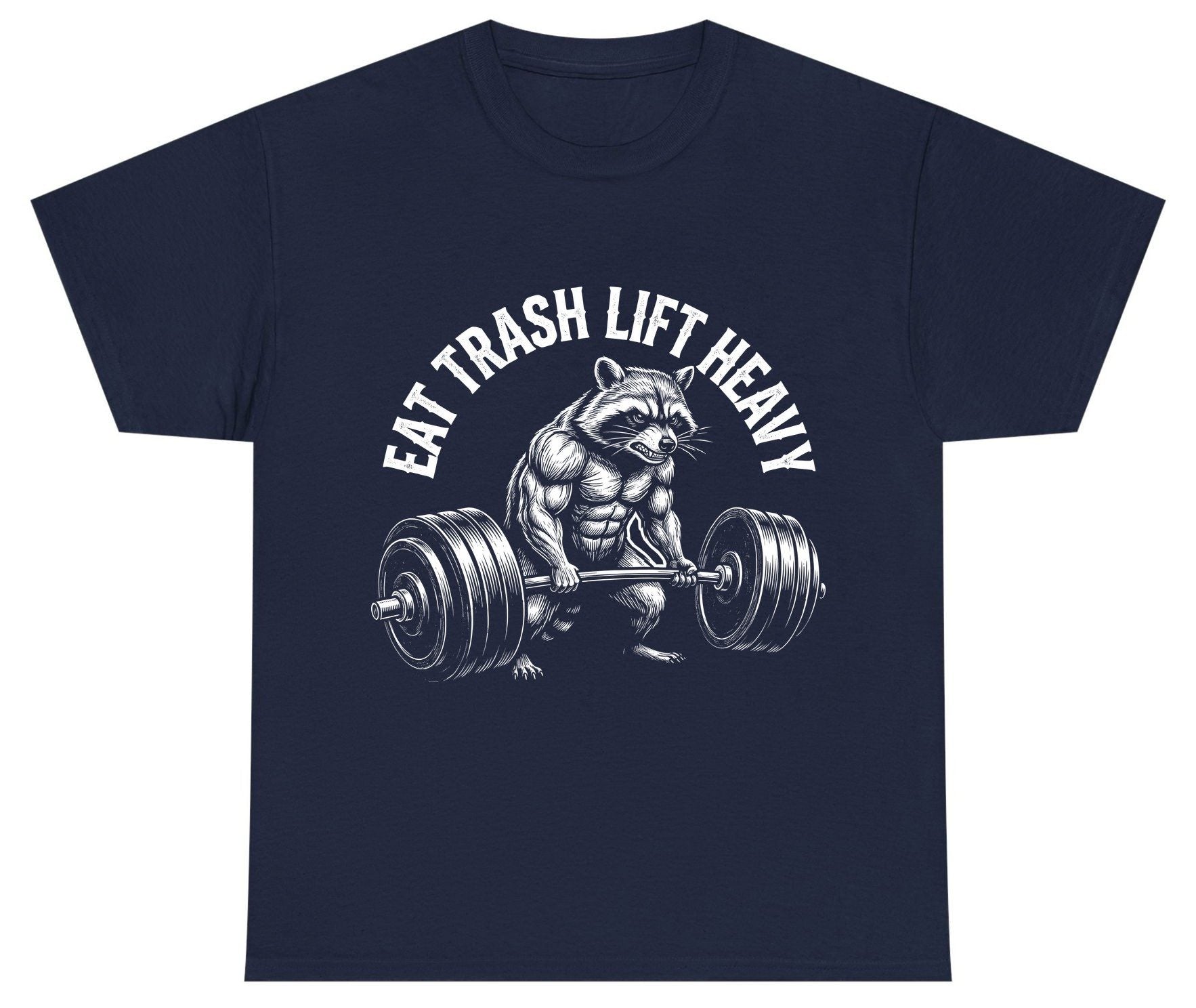 Eat Trash Lift Heavy raccoon Youth T-Shirt Navy product mockup
