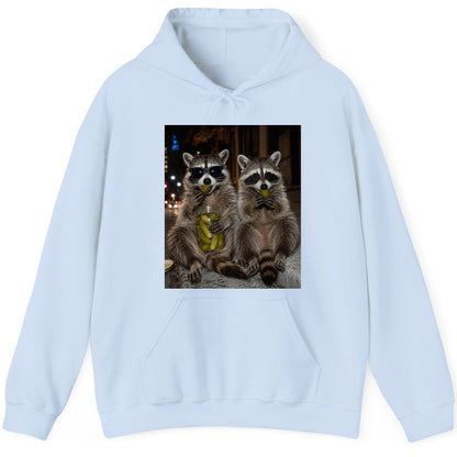 Raccoons Eating Pickles Funny Animal Lovers Hoodie - product mockup - Light Blue
