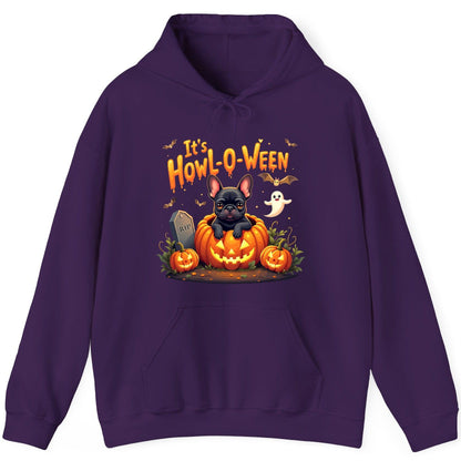 It's Howl-O-Ween french bulldog Hoodie Purple product mockup