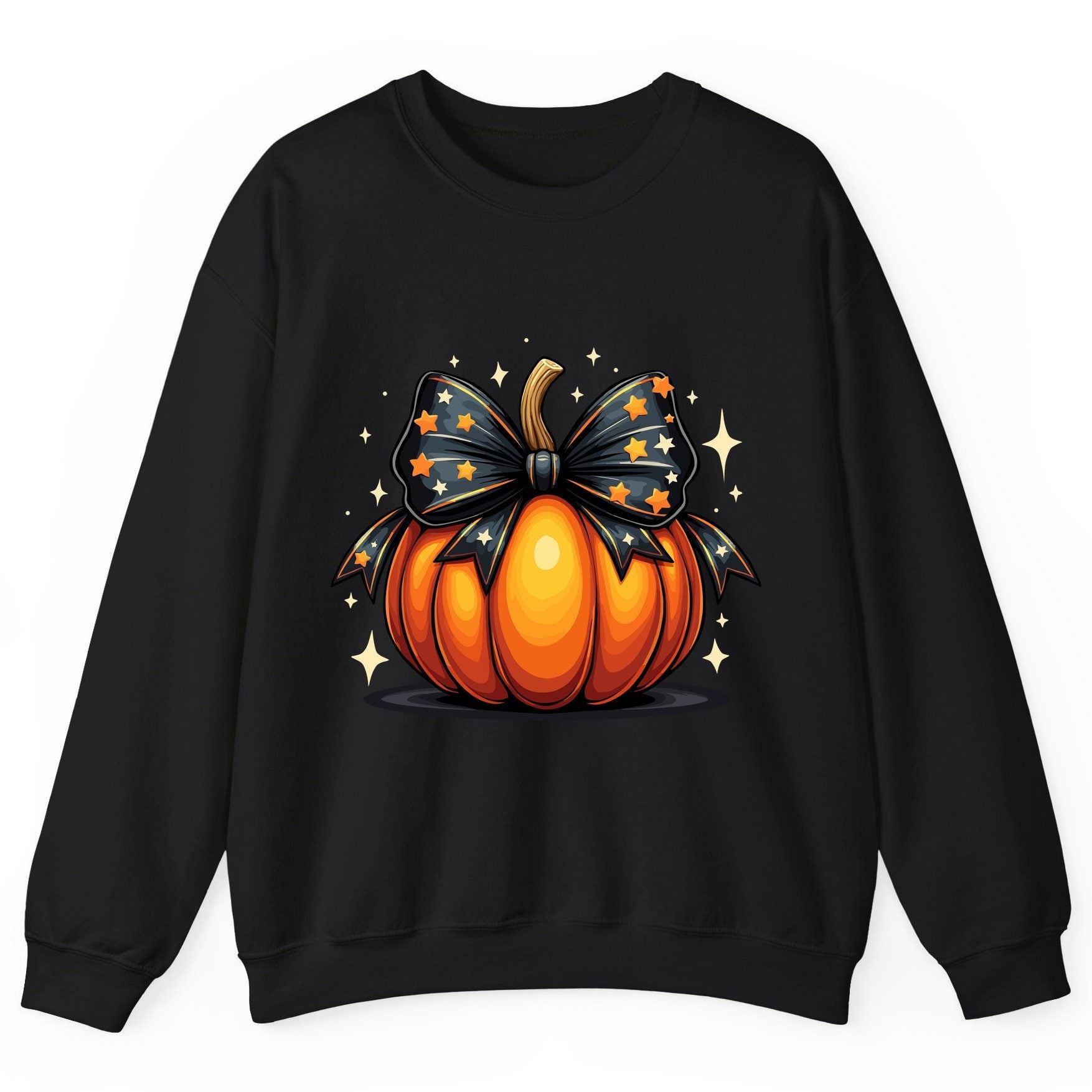 Starry Bow Pumpkin Halloween pumpkin Sweatshirt Black product mockup