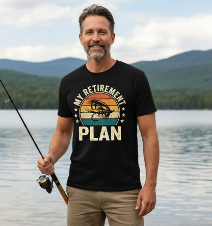 My Retirement Plan fly fishing T-Shirt Black lifestyle mockup