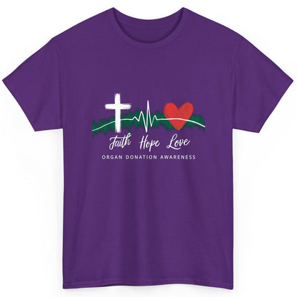Faith Hope Love Organ Donation Awareness organ donation awareness T-Shirt Purple product mockup