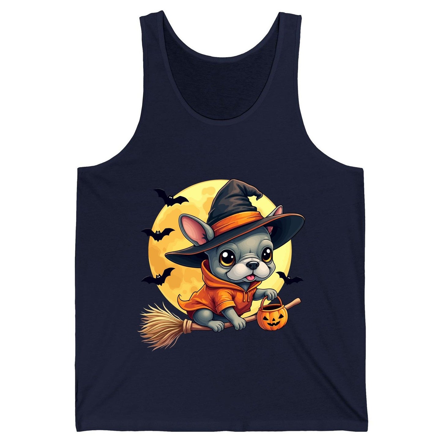 Cute Witch French Bulldog french bulldog Tank Top Navy product mockup