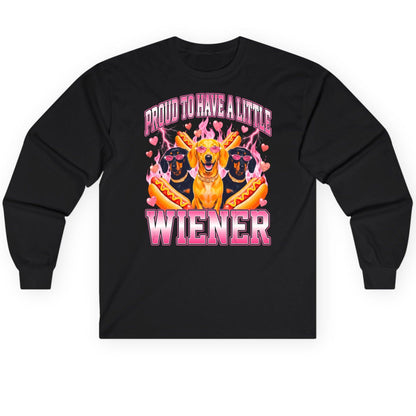 Proud to Have a Little Wiener dachshund Long Sleeve Tee Black product mockup