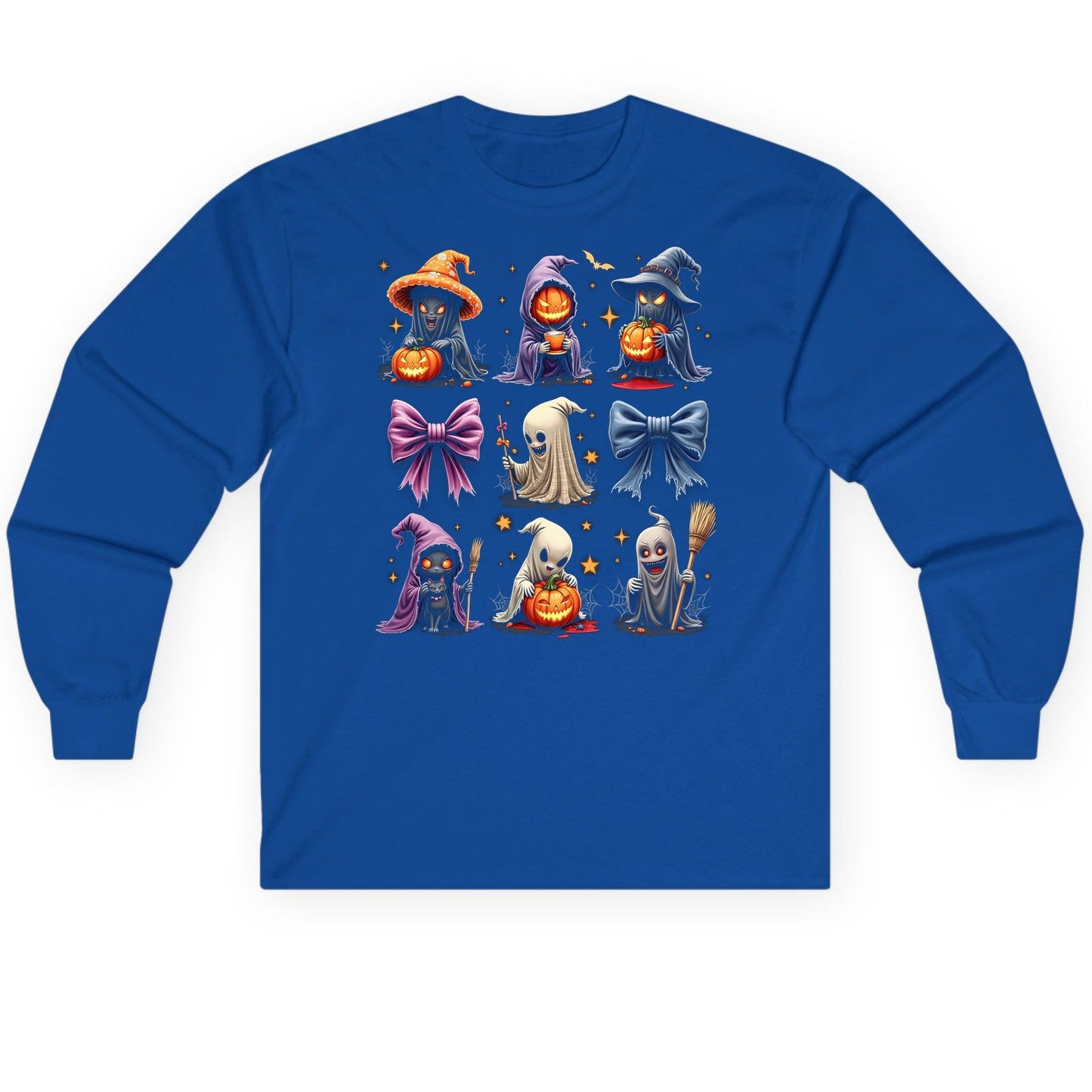 Spooky Cute Halloween Characters Halloween characters Long Sleeve Tee Royal product mockup