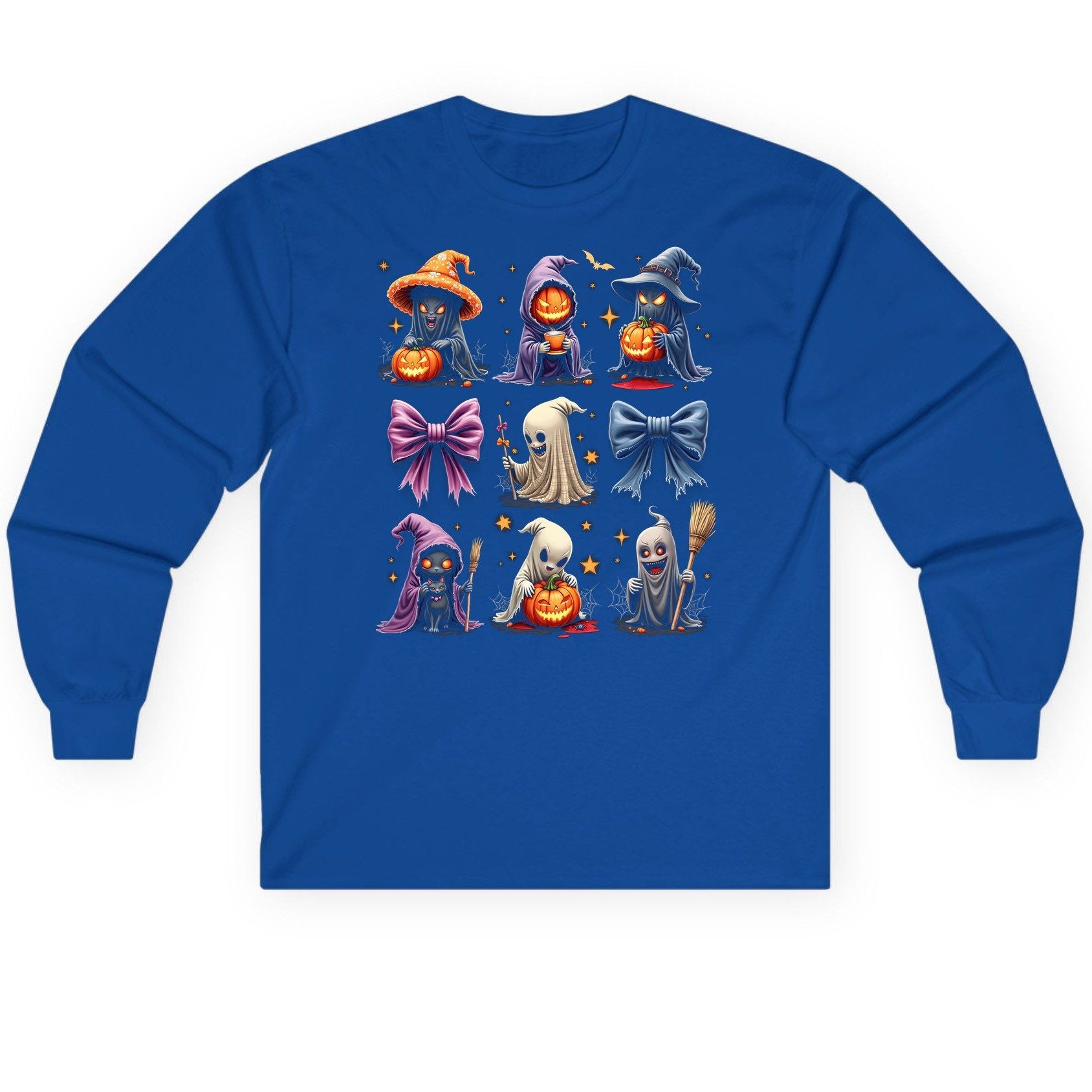 Spooky Cute Halloween Characters Halloween characters Long Sleeve Tee Royal product mockup