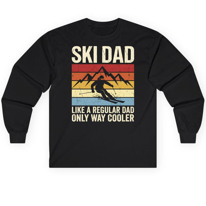 Ski Dad Like a Regular Dad Only Way Cooler skiing Long Sleeve Tee Black product mockup