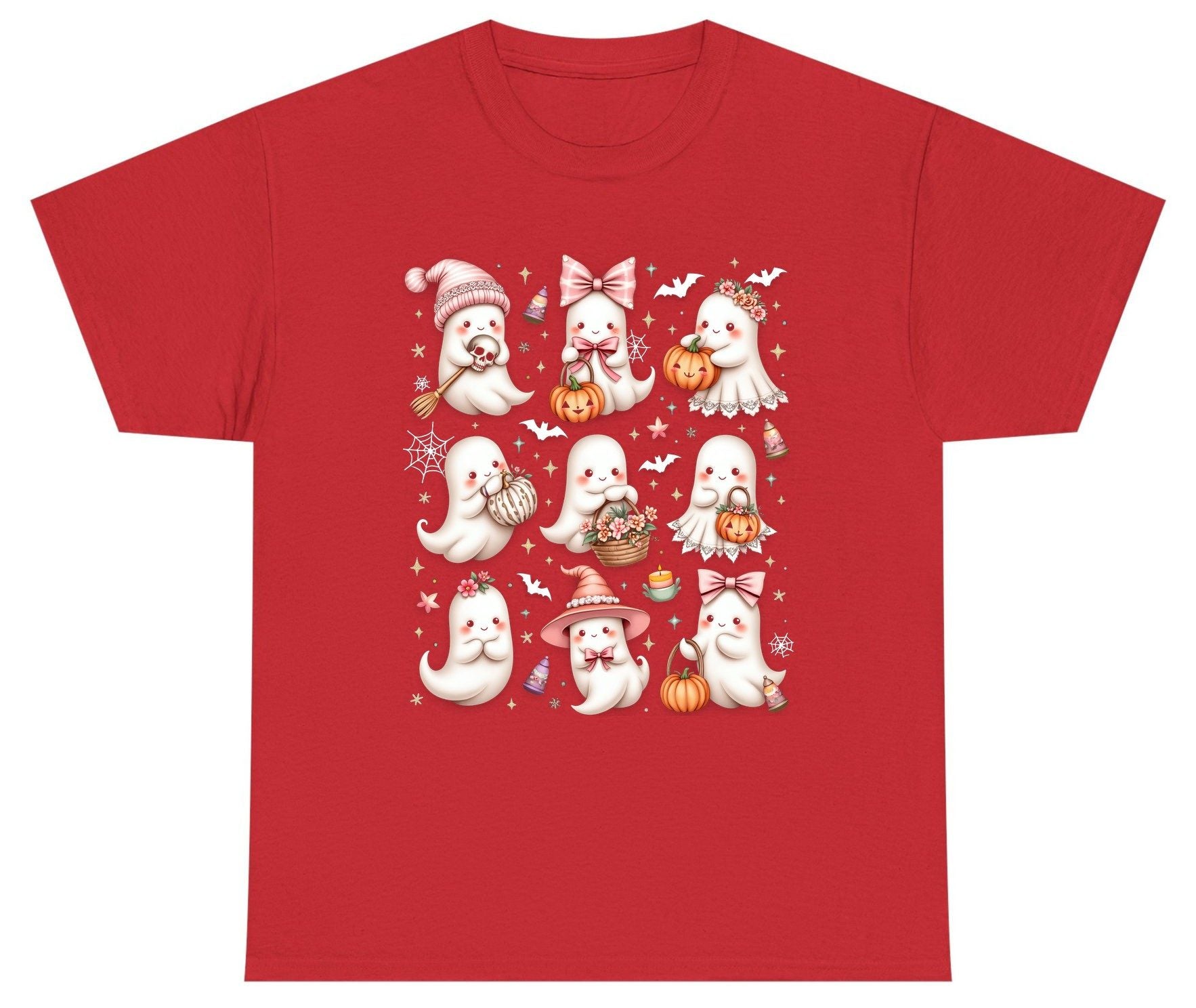 Cute Pink Halloween Ghosts cute Halloween ghosts Youth T-Shirt Red product mockup
