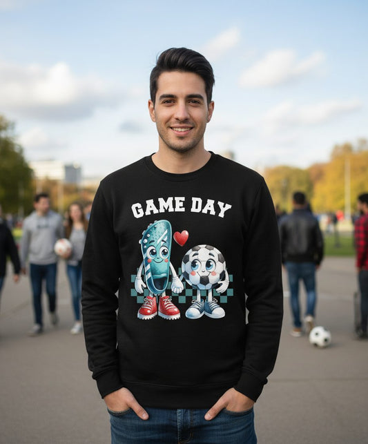 Game Day soccer Sweatshirt Black lifestyle mockup