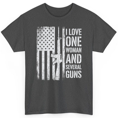I LOVE ONE WOMAN AND Several GUNS Funny Pro-Gun T-Shirt - product mockup - Dark Heather