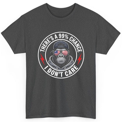 There's a 99% Chance I Don't Care sarcastic gorilla T-Shirt Dark Heather product mockup
