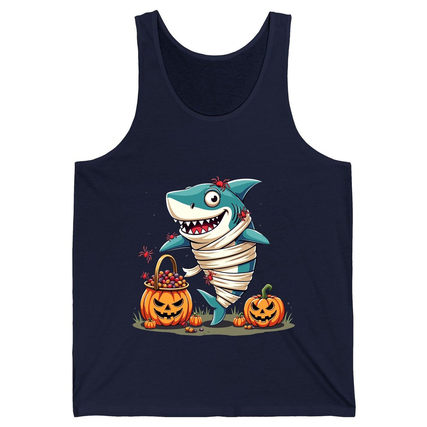 Mummy Shark Halloween shark Tank Top Navy product mockup