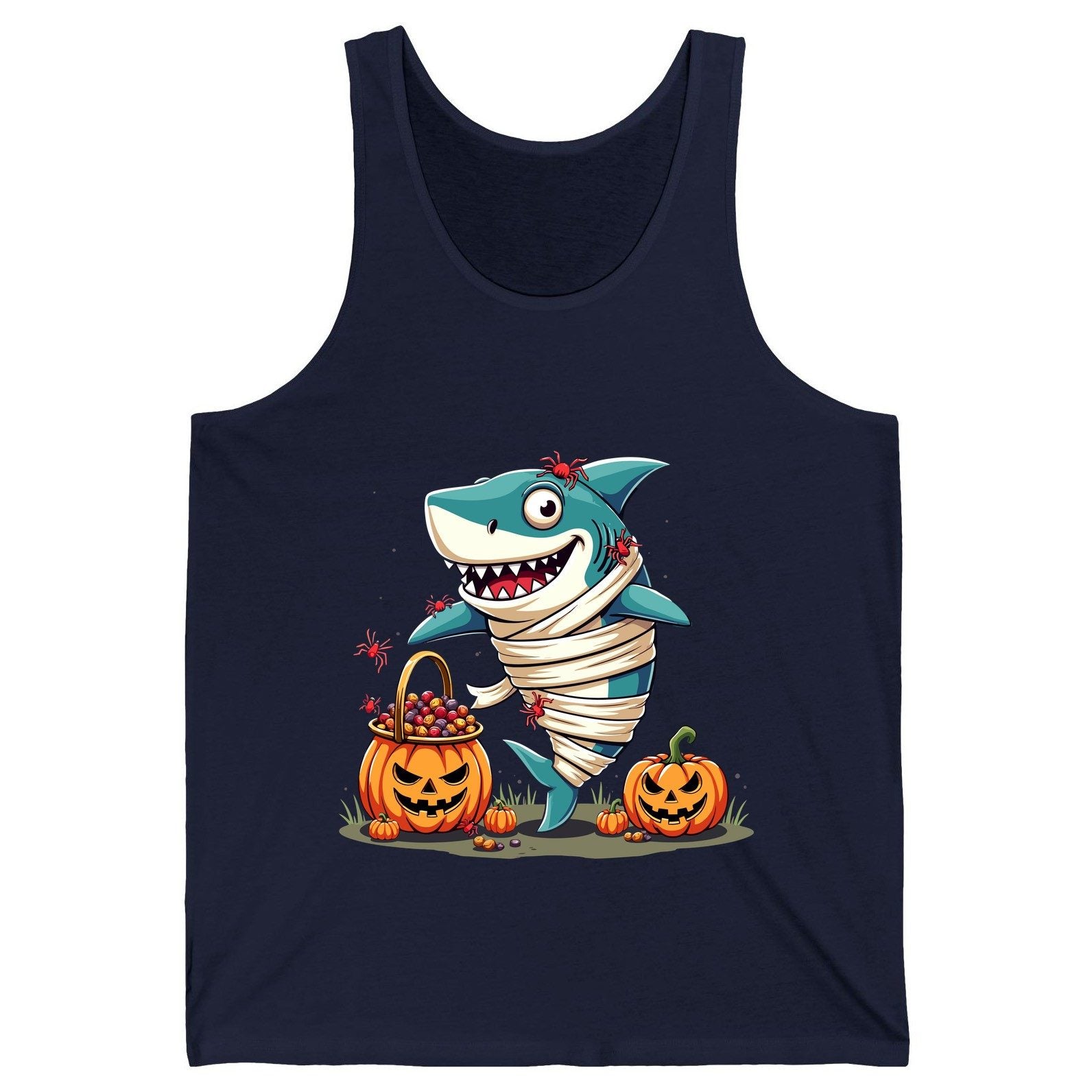 Mummy Shark Halloween shark Tank Top Navy product mockup