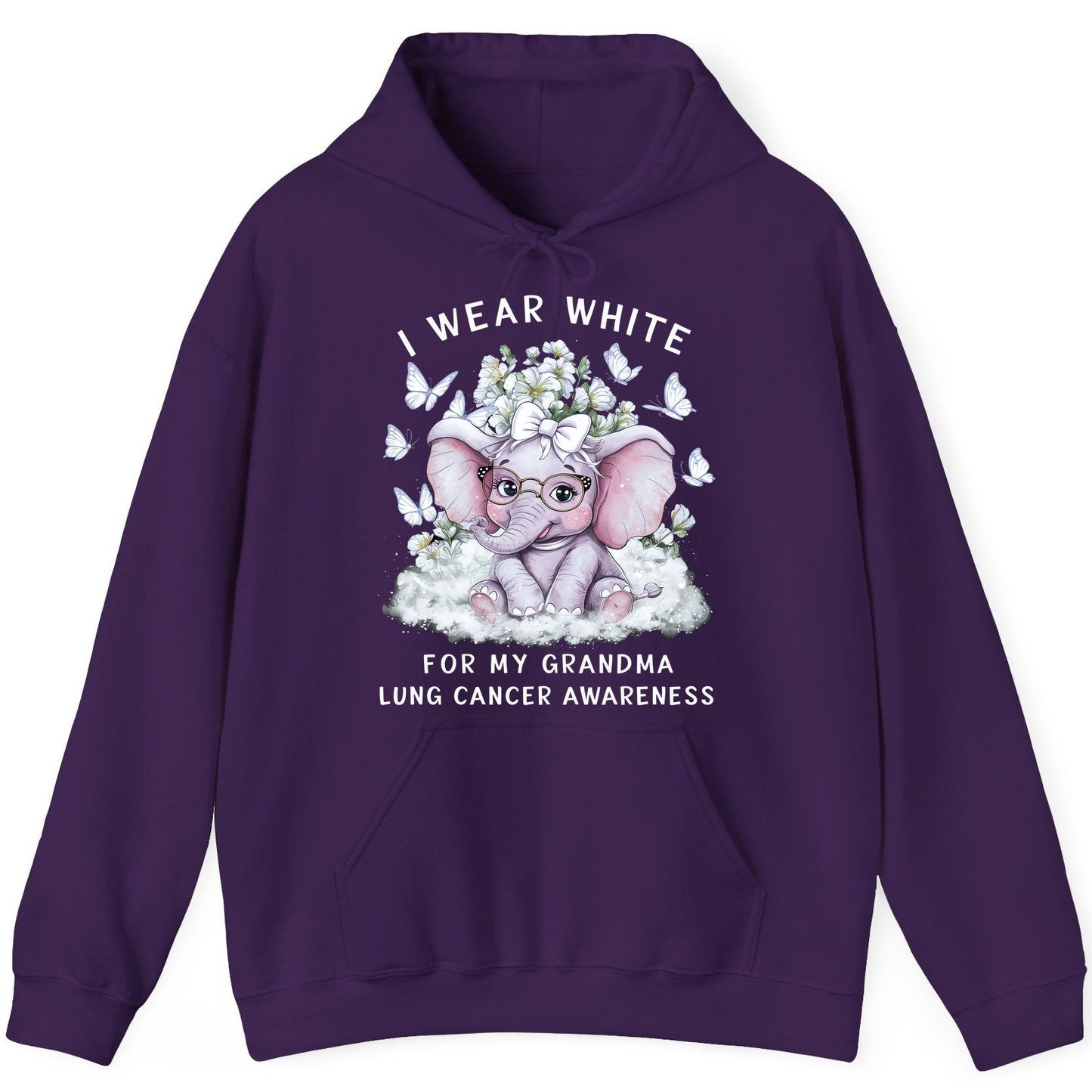 I Wear White for My Grandma Lung Cancer Awareness lung cancer awareness Hoodie Purple product mockup