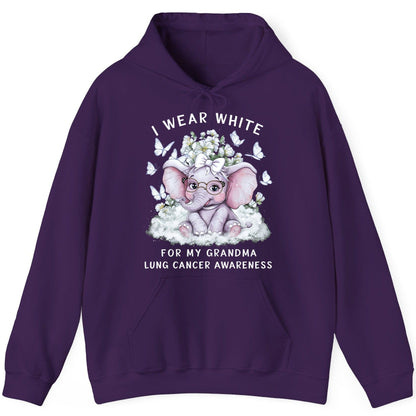 I Wear White for My Grandma Lung Cancer Awareness lung cancer awareness Hoodie Purple product mockup