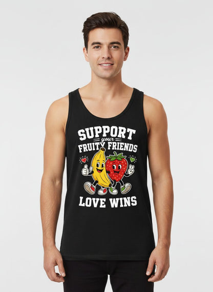 Support Your Fruity Friends Love Wins Retro Lgbtq Pride Tank Top - product mockup - Black