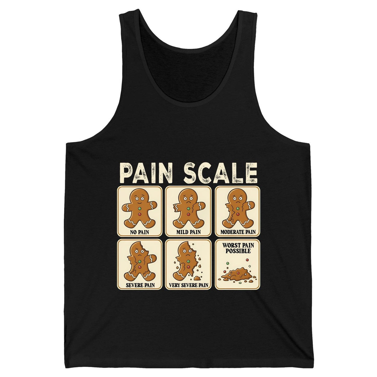 Pain Scale gingerbread man pain scale Tank Top Black product mockup