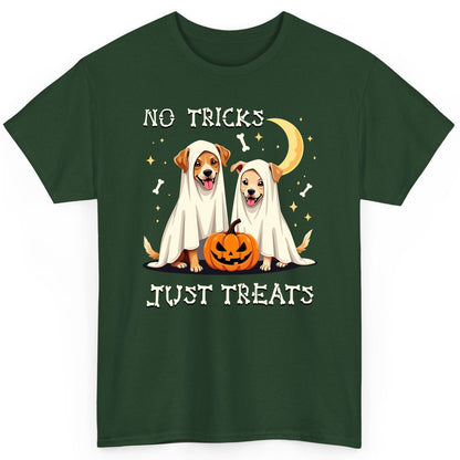 No Tricks Just Treats Halloween dogs T-Shirt Forest Green product mockup