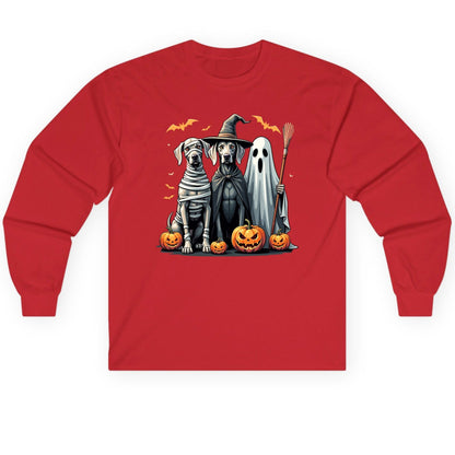 Halloween Weimaraner Dogs Halloween weimaraner dogs Long Sleeve Tee Red product mockup