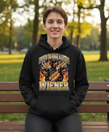 Proud to Have a Little Wiener dachshund Hoodie Black lifestyle mockup