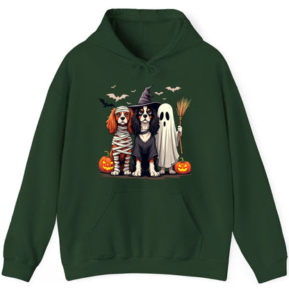 Cavalier Spaniel Halloween Dogs cavalier king charles spaniel Hoodie Forest Green product mockup